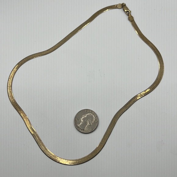 20” GOLD OVER STERLING 5mm HERRINGBONE CHAIN NECKLACE - Picture 5 of 8